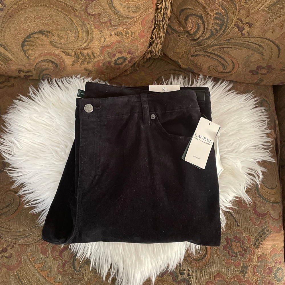 RALPH LAUREN-BRAND-NAVY BLUE, PLUS SIZE PREMIER STRAIGHT LEG, CORDUROY JEANS